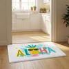 Aloha Hibiscus Design Floor Mat Flannel Door Mat Non-Slip Bedroom Living Room Home Decor