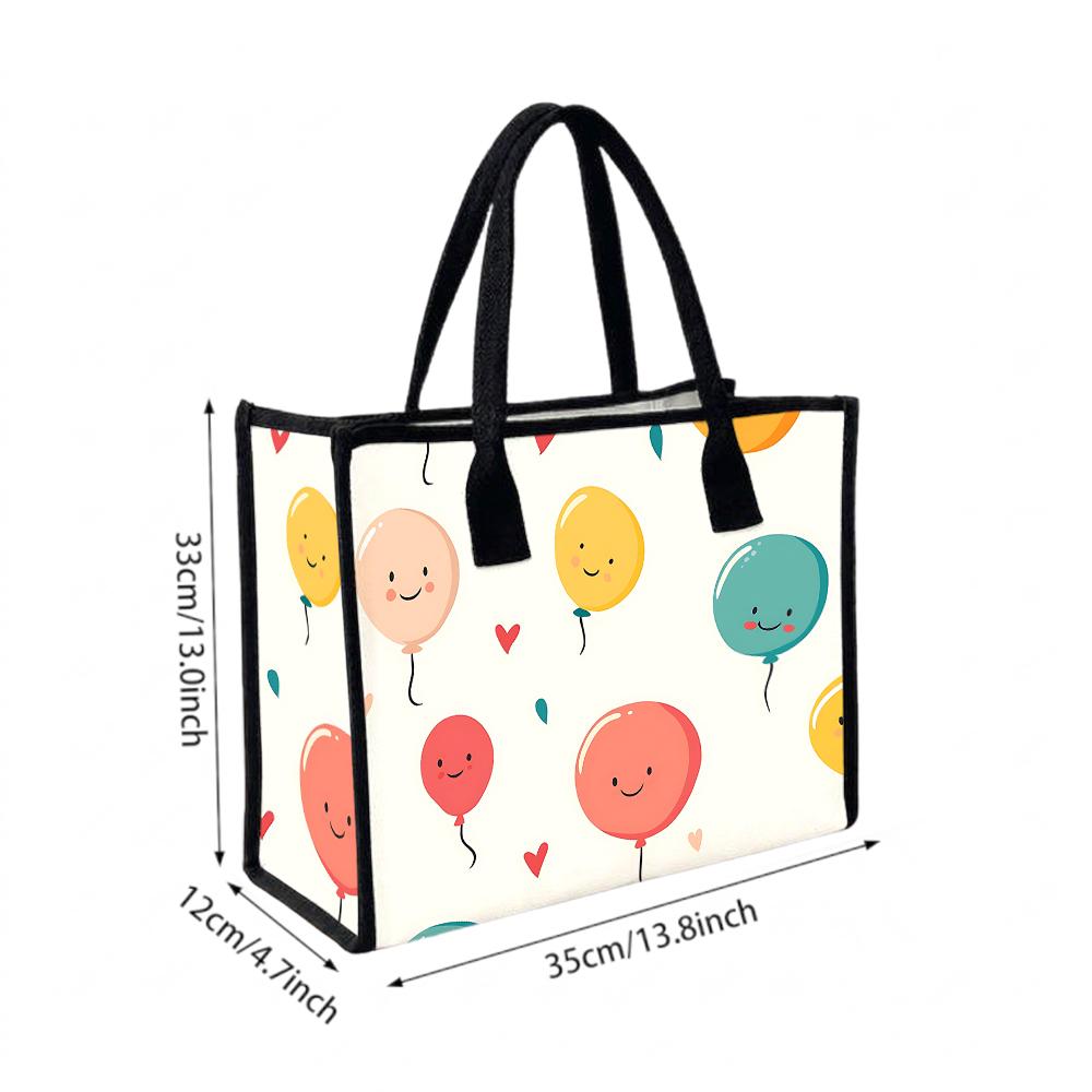 Cute Balloon Printed Tote Bag Fashion Casual Large Capacity Ladies Shopping Handbag