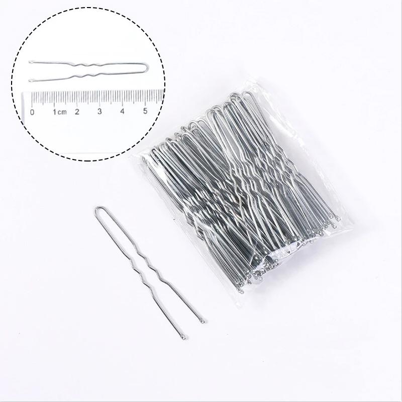 50PCS U Shaped Alloy Hairpins Waved Hair Clips Metal Black Bobby Pins Barrettes Bridal Hairstyle Tools Hairpin  Gifts