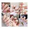 6 Pack (144 Pieces) Nail Tips Popular Medium Design, NIUANIUA Short False Nails Cute Short Square Gluon Nail Set with Nail File Women's Fashion Nails
