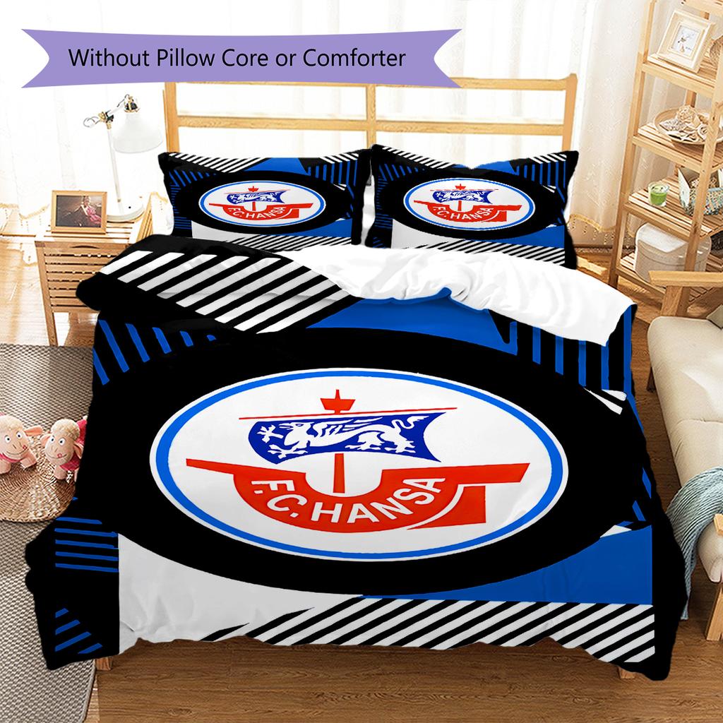 FC Hansa Rostock Pattern Bedding,Quilt Set Quilt Cover Pillowcase Home Birthday Gift (1 * duvet cover + 2 * pillowcase, without core)