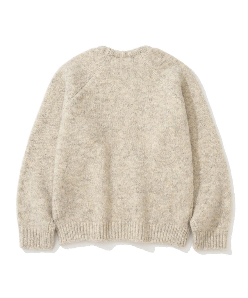 KNITTED (Unixsex) Boucle Raglan Crop Round Knit Oatmeal