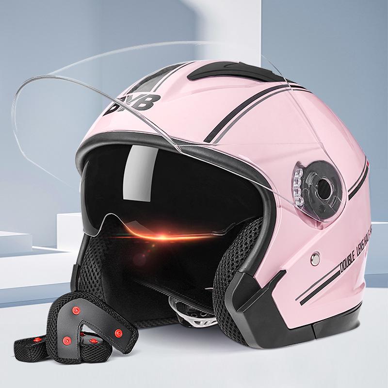 Dual Visor Ventilated Half Helmet for Men & Women – Electric Vehicle & Motorcycle Use