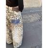 Women's American Retro Leopard Print Wide-Leg Jeans