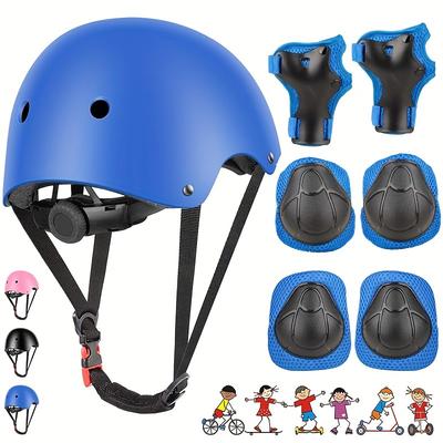 Children's Sports Roller Skating Protective Equipment Set of 7, Children's Helmet, Skateboard Knee Pads, Very Suitable for Roller Skating Scooters
