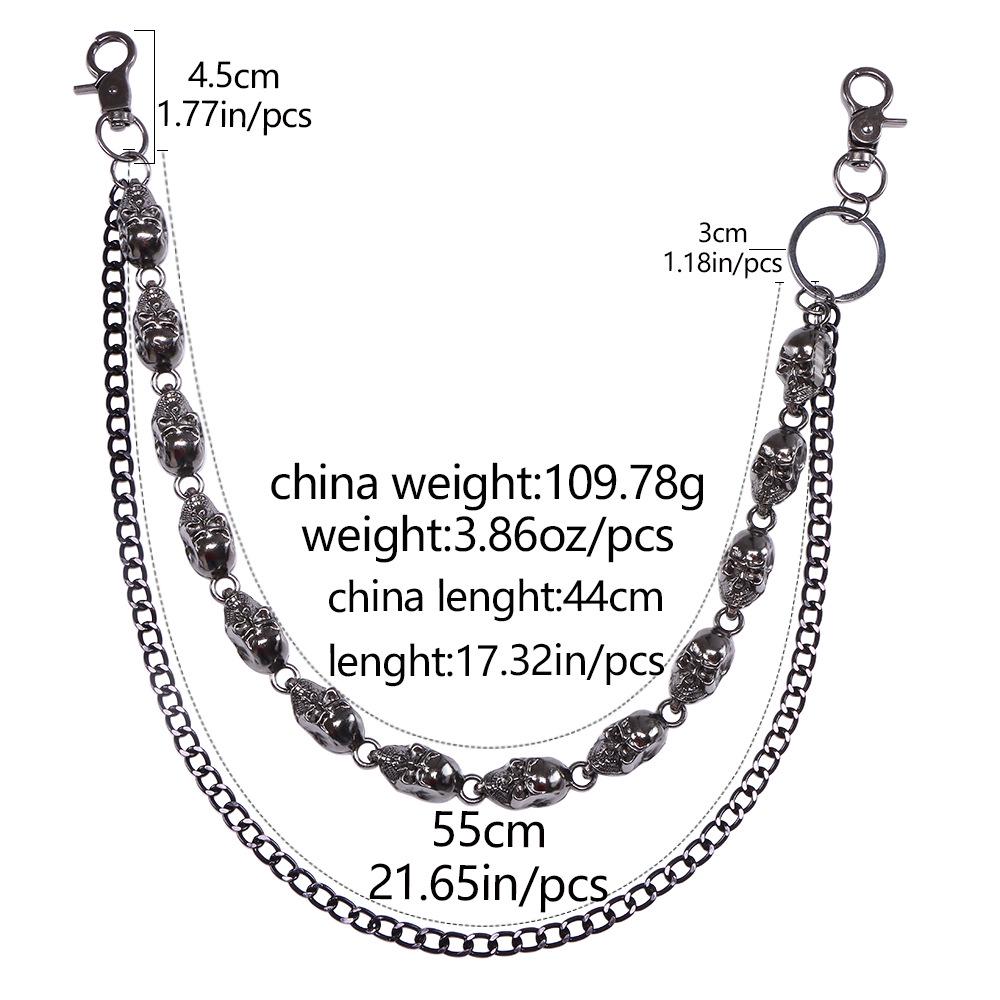 Europeisk & Amerikansk Hip Hop Dubbellager Skalle Jeanskedja - Mångsidigt Modeaccessoar