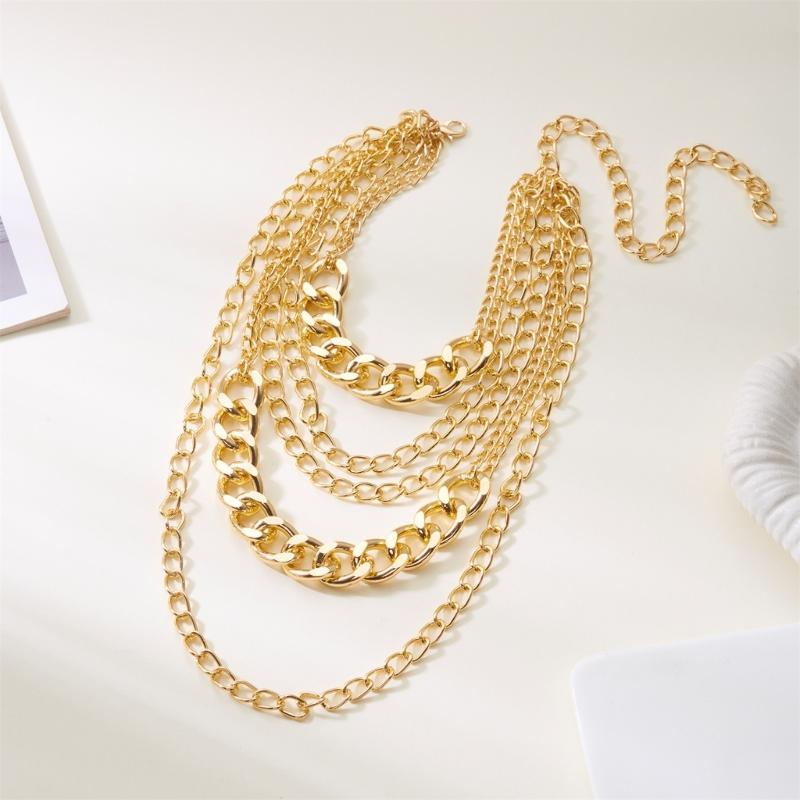 Exaggerated Thick Alloy Chain Necklace Modern Punk Style Layering Jewelry For Women Party Wear Comfortable