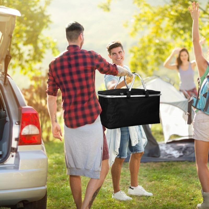 Przestronny kosz 30L z izolacją na rodzinne wycieczki koszyk na zakupy X3UC