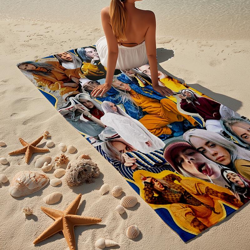 Bi-llie music Artwork Beach Towel, Super Soft Microfiber, Gift for Her/Him, Birthday, for Pool, Beach, Travel, Home Decor Fan gifts