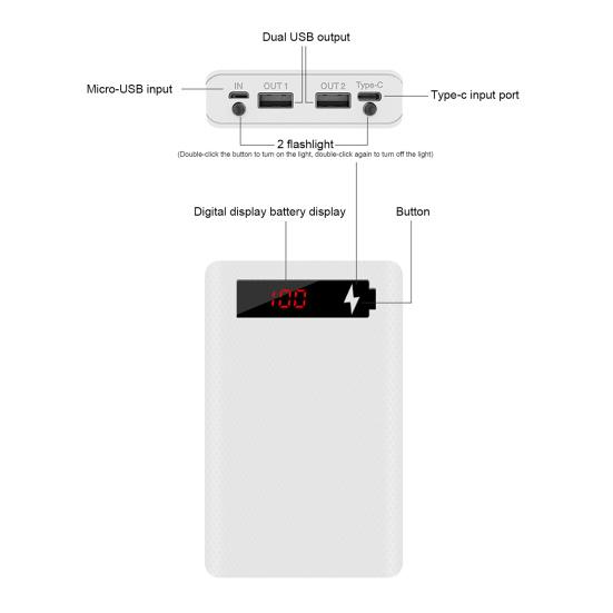 Scocca Power Bank L5 Staccabile Senza Saldatura Display Digitale LED Custodia Caricabatterie Portatile 5x18650 per Smartphone