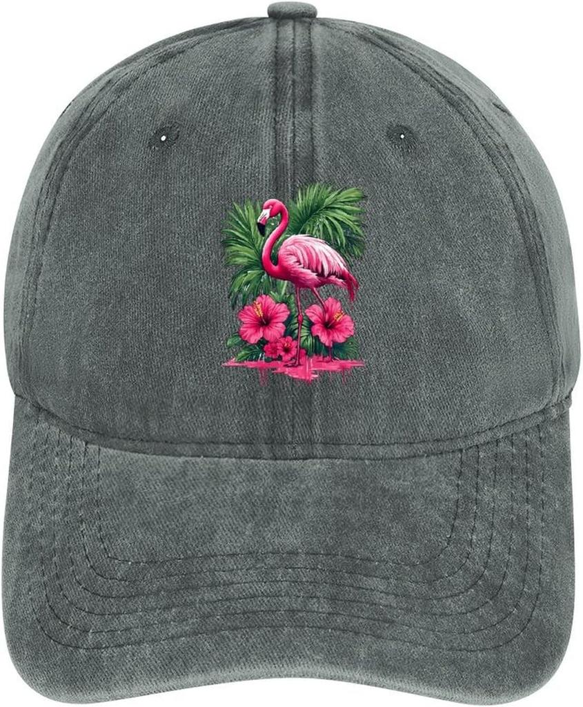 Flamingo Tropical Flowers Baseball Cap Polyester Adjustable Sun Protection Casual Outdoor Cap