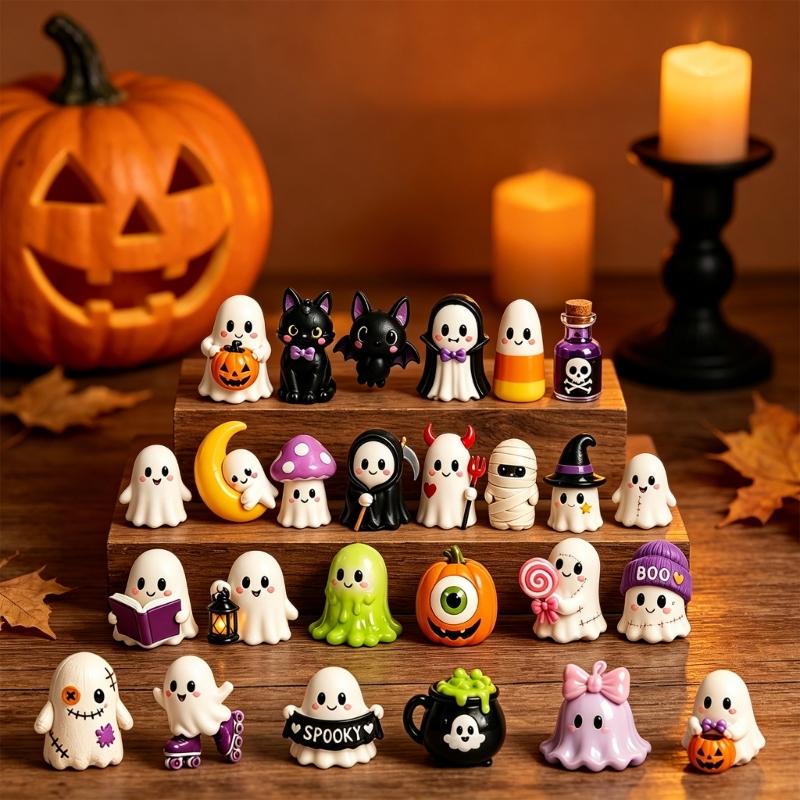 Halloween Advent Calendar 2026, Surprise Party Supplies Gift for Halloween Decorations with Horror Ghostly Collectible Figures 24 Days Count Down