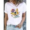 Cute Floral Print T-shirt Ladies Fashion Short-sleeved Clothing Casual Loose Top
