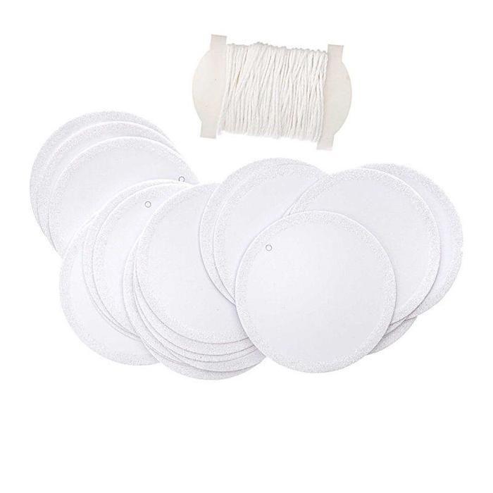 24 étiquettes à suspendre rondes pailletées