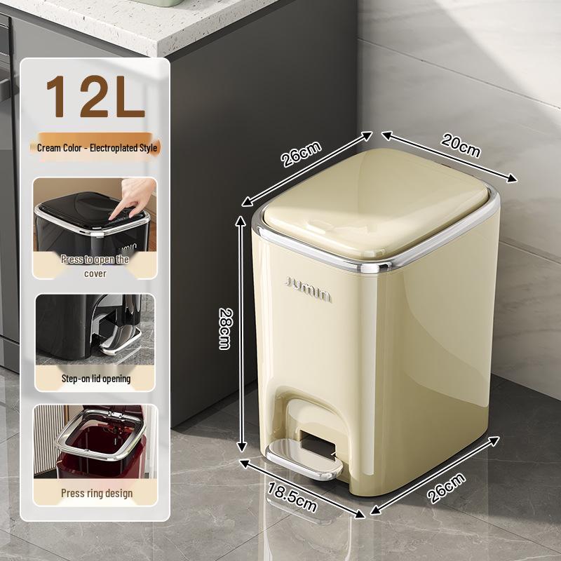 Luxury Pedal Trash Bin with Lid: Hands-Free Operation for Kitchen, Living, Dining, Bedroom