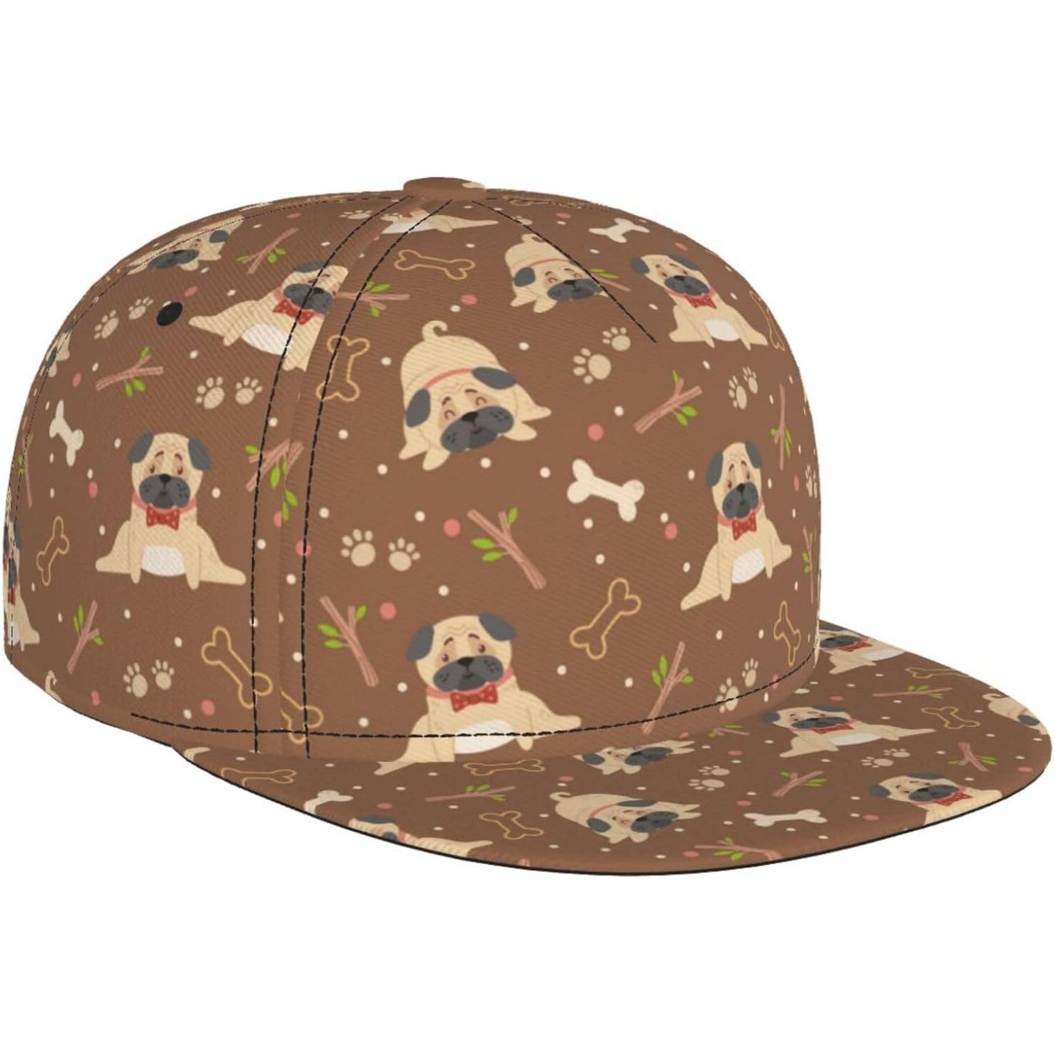 

Cute Dog Pug Print Baseball Cap for Men Women Adjustable Trucker Hat Snapback Sun Dad Cap Lightweight Unisex for Summer Sport One Size