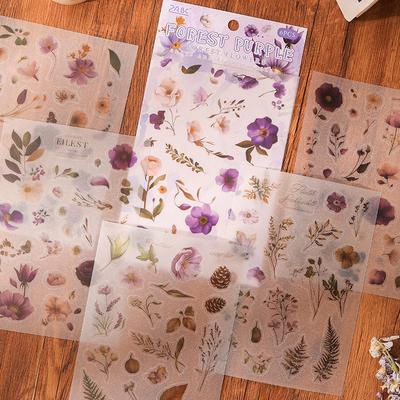 6sheets Flowers Stickers Paper Adhesive Diy Scrapbooking Diary Scrapbooking Collage Scrapbooking