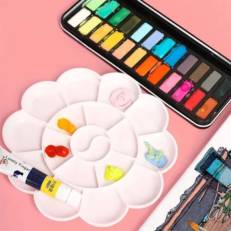 1/6PCS Reusable Plastic Paint Palette - 18 Wells Flower Tray for Acrylic, Watercolor & Oil Painting