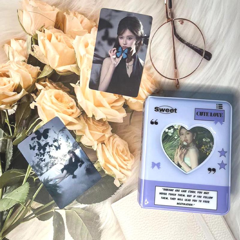 Letter Print 3 Inch Kpop Binder Round Hollow Photocard Holder Show Up Now Ins Photo Album Idol Cards Collect Book 40 Pocket