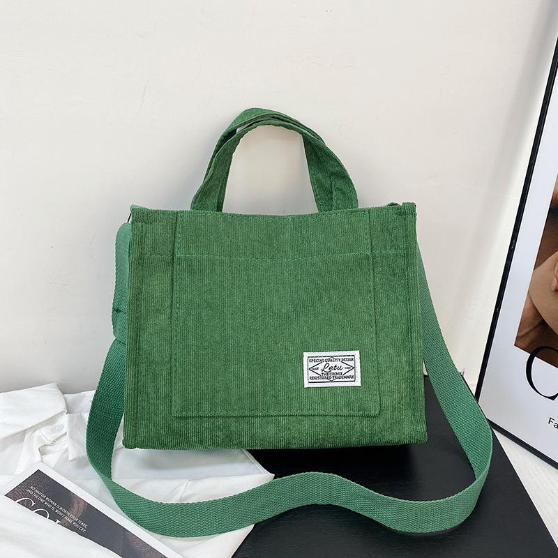 

Женская сумка вельветовая новая маленькая квадратная сумка модная простая сумка-тоут сумка-мессенджер темно-зеленого