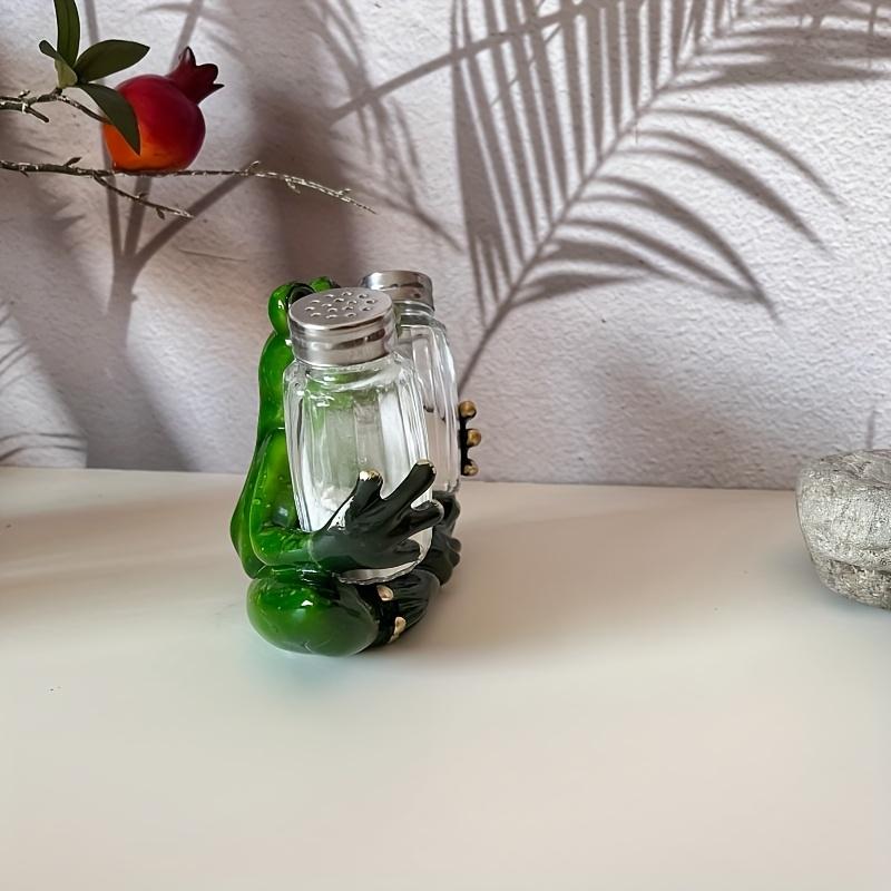 1 Stück Harz Frosch Figur, Niedlicher Salz-, Pfefferstreuer Halter, Verspielte Küche, Heimdeko für Arbeitsplatte, Eingangsbereich, Langlebige Dekorative Statue für Innen/Außen