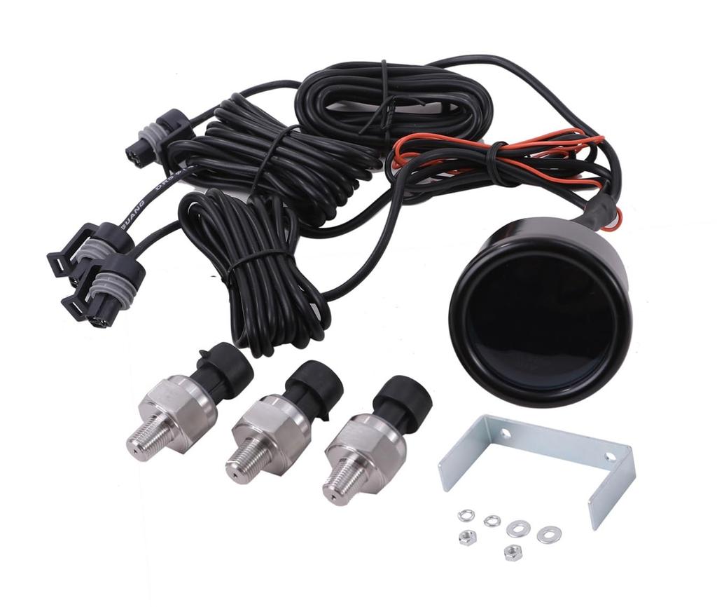 Digital Air Gauge, Air Meter, Blue, 3 Gauges, Front and Rear Tank, AERSUS LED,