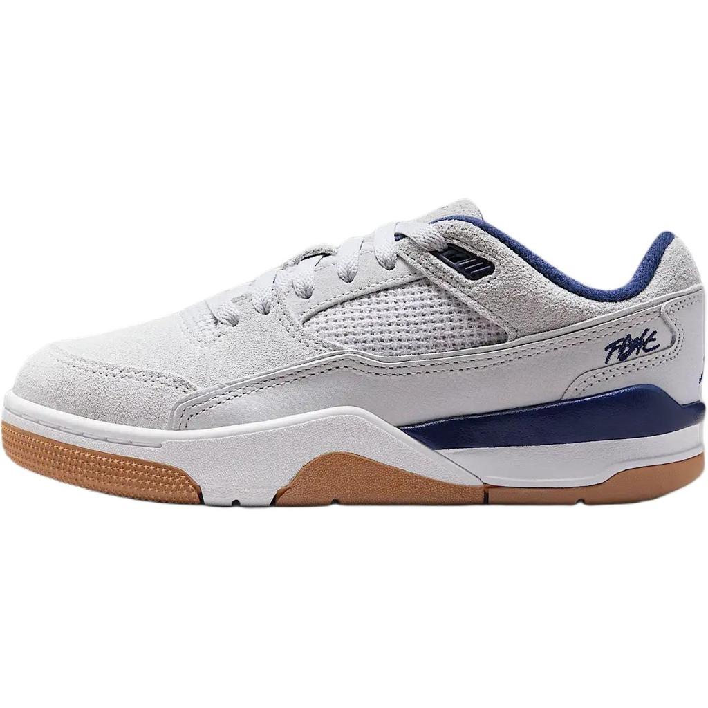 Air Jordan Jordan Flight Court GS Neutralgrau Mitternachtsblau Gummi Kinder Sneaker Weiß Gummi-Hellbraun HF3333-004