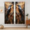 2 Panels Crow Art Creative Resin Crafts Pattern Window Curtains   Half Blackout Suitable for Artistic Home Decorative Curtains