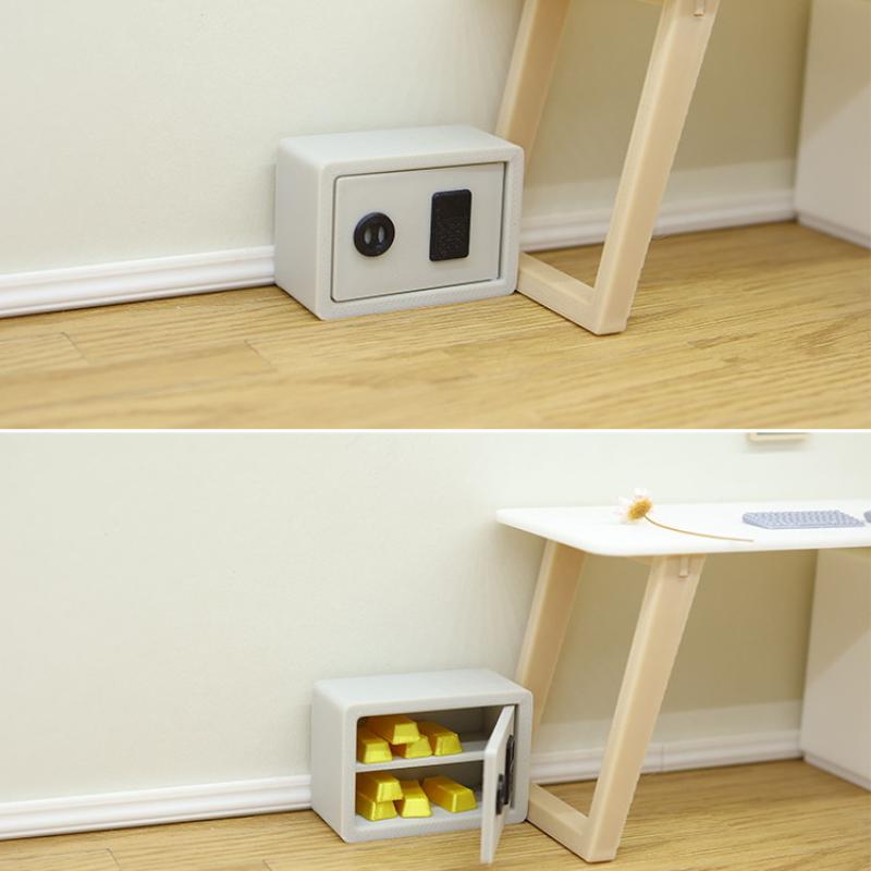 

1 Collection 1/12 Scale Dollhouse Gold Bar Secure Mini Model Simulation Miniature Password Secure Storage Cabinet Home Scene Decoration