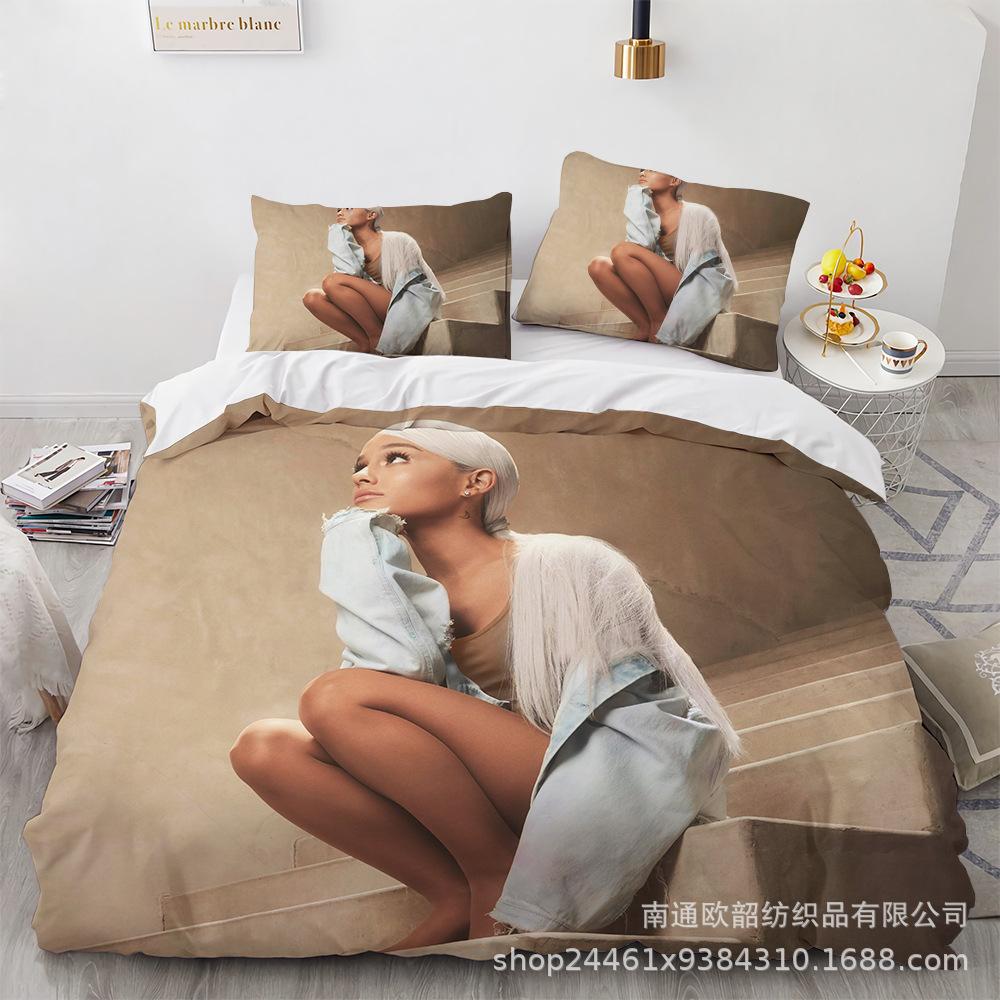 

Three-Piece 3D Digital Printing Arianagrande Quilt Cover Home Textile Four-Piece Set EU Twin 135x200cm