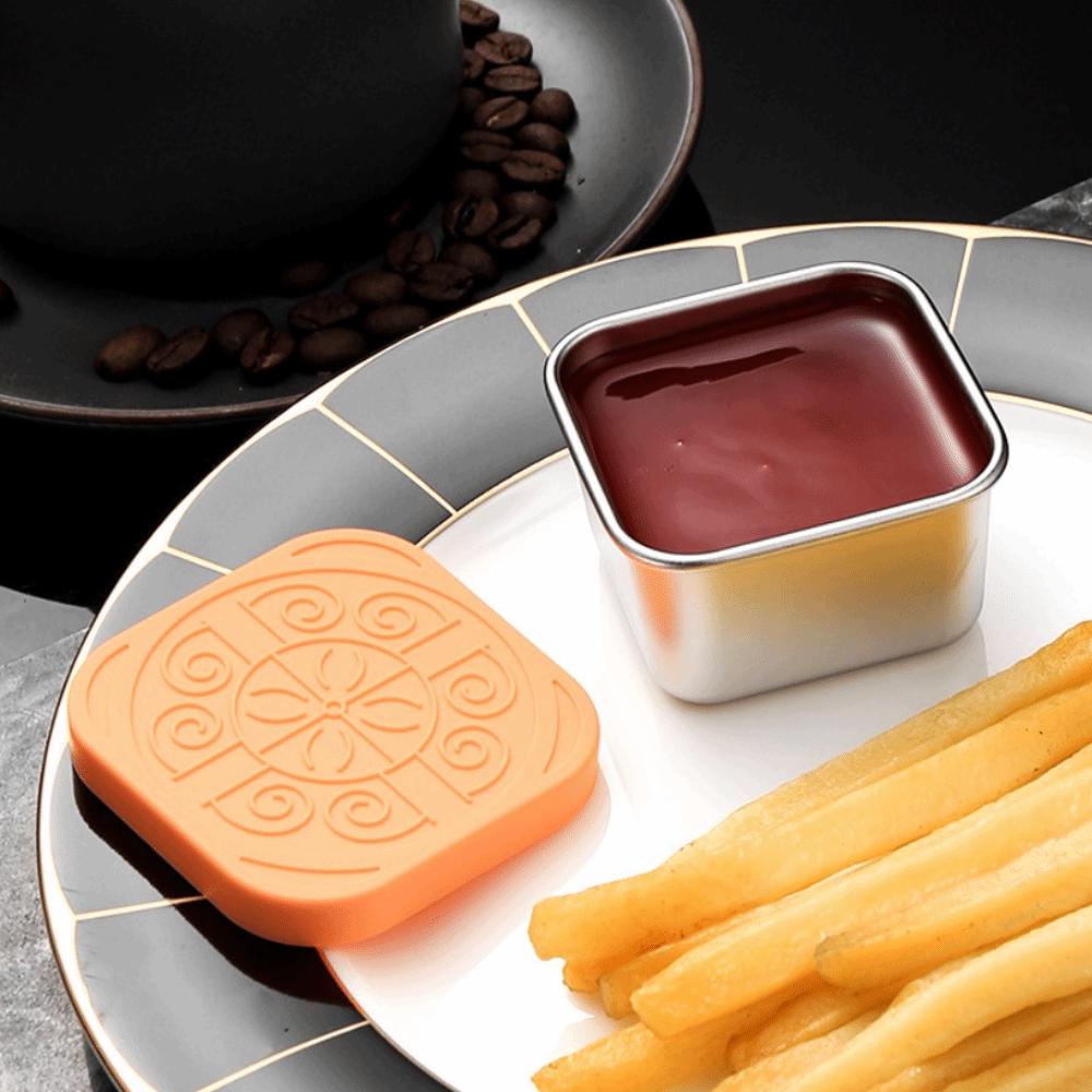 6pcs Square Salad Dressing Cup Leak-proof Snack Box Portable Seasoning Container  Office