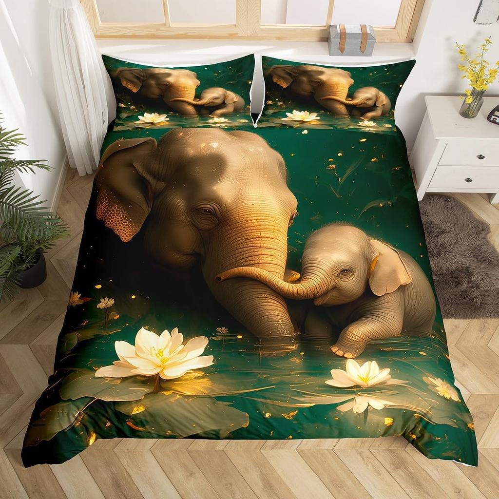 Elephant Duvet Cover Full Queen Size Wild Animal Bedding Set for Boys Girls Bedroom Dorm Decor Nature Wildlife Comforter Cover
