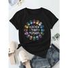 Letter Print Casual Round Neck Short Sleeve T-shirt New Summer Women's Wear
