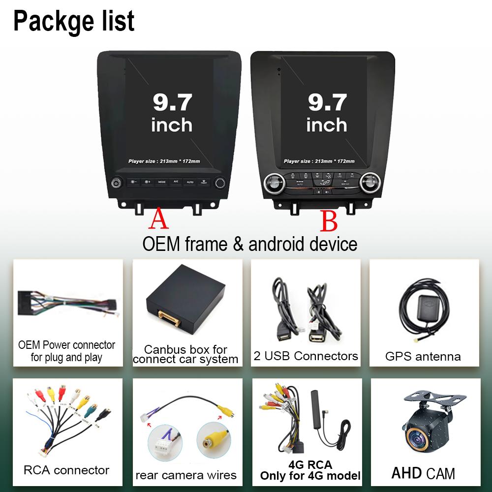 9.7 Inch Car Stereo For Ford Mustang 2010-2014 Auto Radio Android 13 Multimedia Player Carplay GPS Navi Head Unit NO 2DIN DVD