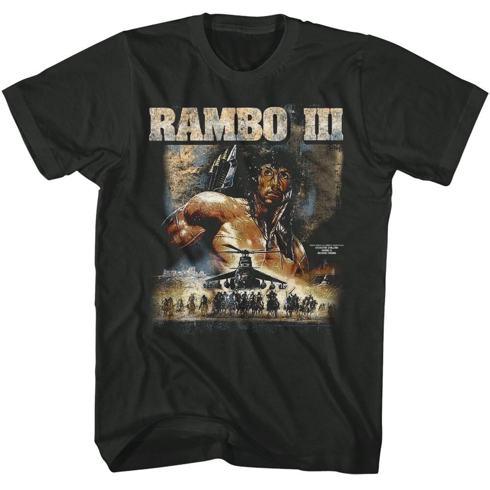 John Rambo Part 3 Movie T-Shirt CHOPPED POSTER New Licensed Smoke Cotton Unisex T-Shirt XXXXL