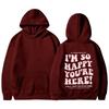 I'M So Happy You'Re Here European And American New Fashion Letter Print Hooded Back Collar Plush Sweater For Women