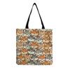 Women Vintage Linen Tote Bag - Large Capacity Print Shoulder Handbag for Casual & Grocery Shopping KTB