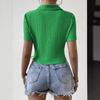 Women's Elegant Solid Colour Fashion Breathable Knitted Short Sleeve Shirt