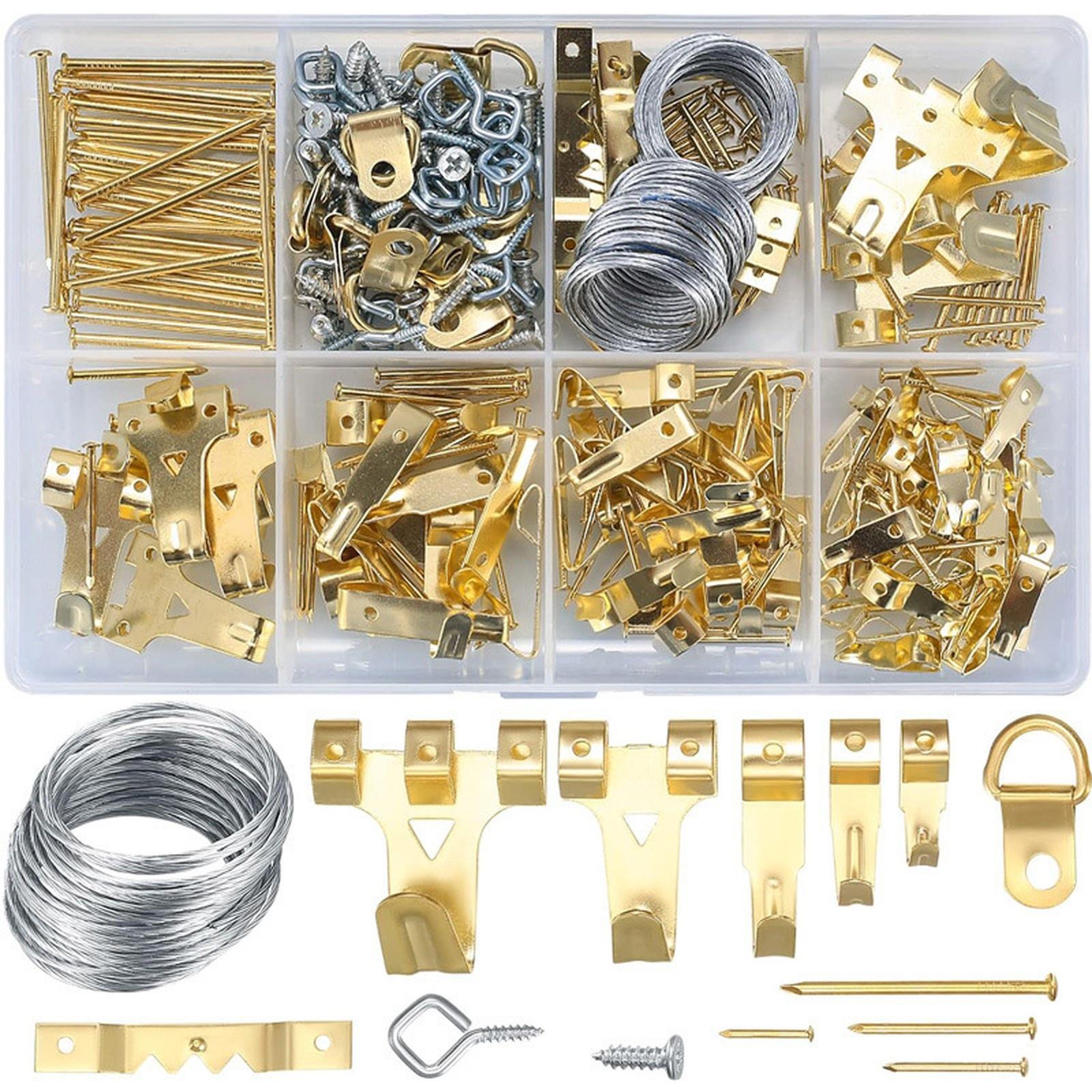 

ABEZ Picture Hanging Assortment Kit, Heavy Duty Wire Picture Hanging 220-Piece Set For Photo Mirror Frame Artwork One Size