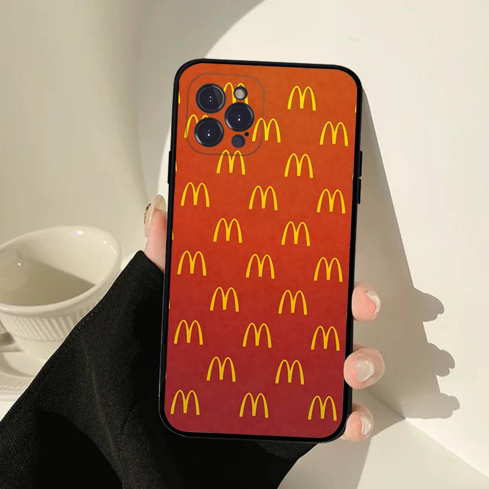 M Famous LOGO M-McDonaldes Phone Case For IPhone 17 16 15 14 13 12 11 Pro Max Plus Mini Soft Black Cover