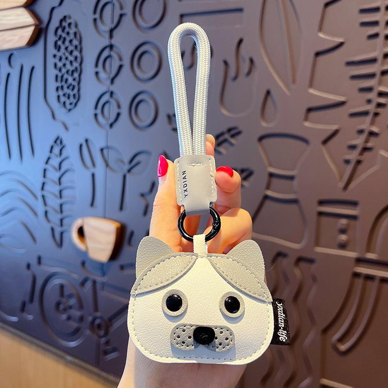 Trendy Leather Car Keychain Cute Puppy Design Backpack Charm Keyring Pendant Gift For Animal Lovers