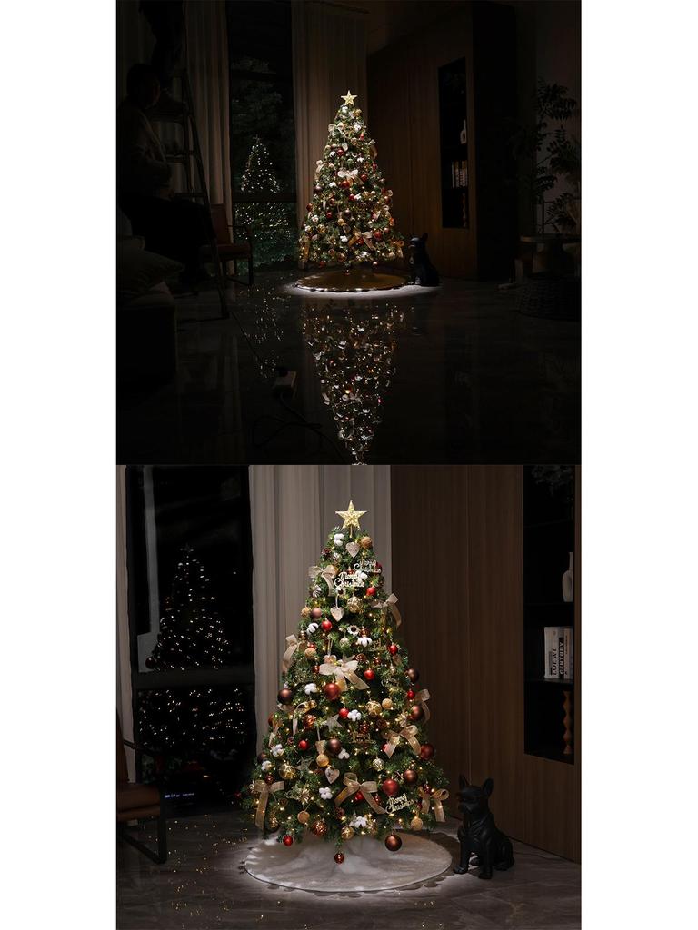 Large Encrypted Flickering Christmas Tree Ornament Set for Living Room Decor