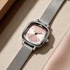 Unisex Quarzuhr Minimalistische Quadratische Zifferblattuhr Retro Mesh-Armband Armbanduhr für Männer Frauen Arbeit Schule