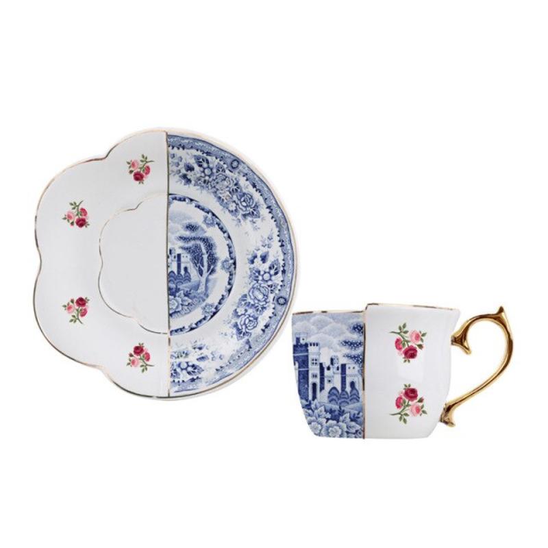 

English Luxury Coffee Cups and Sauce Sets with Gold Bracelet Ceramic Cappuccino Afternoon Tea Cup with Gift Box