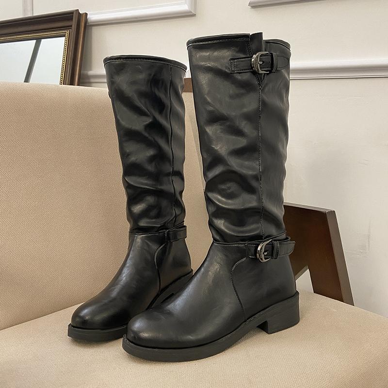 

Женские высокие сапоги Модная обувь на каблуке Элегантные Новые Зимние Массивные Сапоги до колена Челси Модные Платье Вечеринка Бренд Туфли-лодочки 36