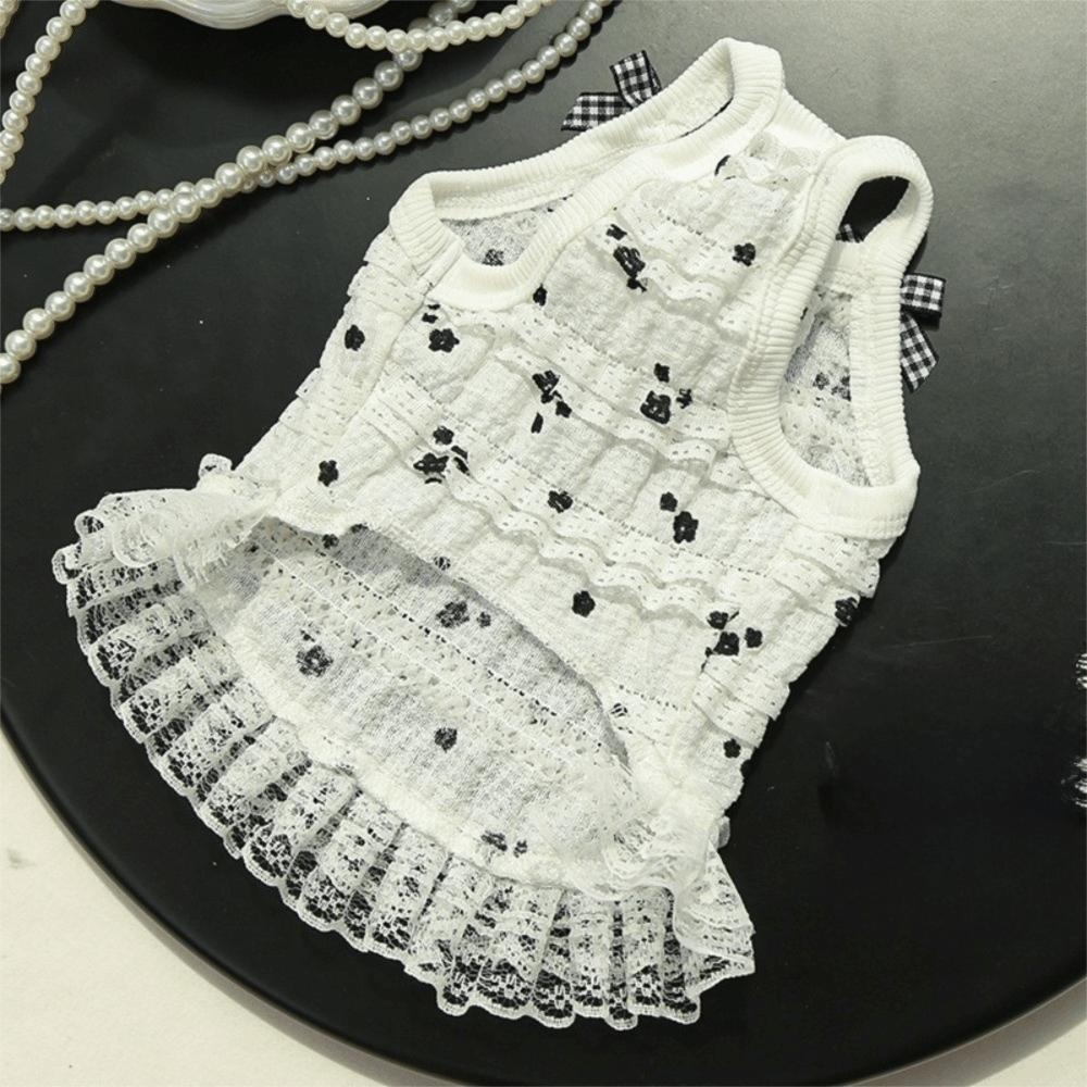 Lace Bowknot Pet Princess Dress Frilly Skirt Cat Suspenders Vest  Spring Season