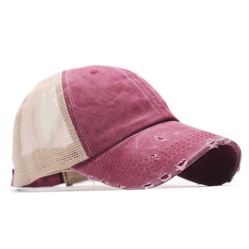 Ponytail Baseball Cap Worn Washed Mesh Cap Cap Women's European and American Hat