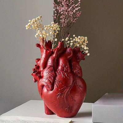 Kreative herzförmige Herzvase, Vasen für Blumen, Skulptur, individuelle Vase, herzförmige Kunstharzvase, Desktop-Heimdekoration