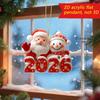 2D Flat Acrylic Cute Cartoon Santa Claus Snowman Elk Pendant 2026 Happy New Year Gift Xmas Tree Hanging Ornament Home Xmas Decor