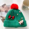 Bow Christmas Plush Cap Warm Big Pullover Hat Versatile Thickened Brimless Cap  Women